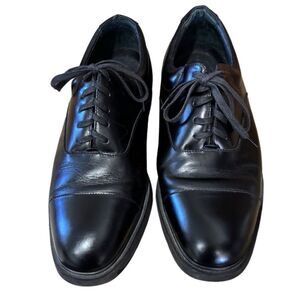 Stafford Men’s Black Leather Cap Toe Oxford Dress Shoes Size 10.5